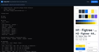 Extract a website's colors, typography, and UI styles