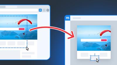 Illustration showing a live website being transformed into an editable mockup for wireframing and design.
