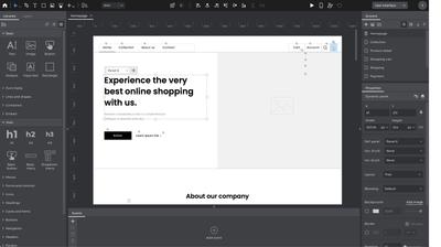 Justinmind editor with a low-fidelity wireframe template