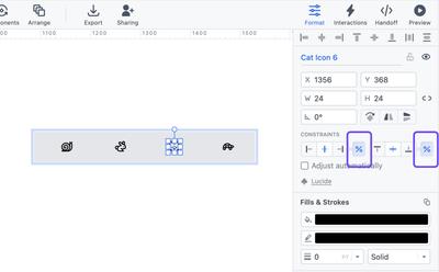 Proportional constraints buttons in the Format Panel