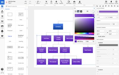 Flowchart diagram styled with gradients in Moqups