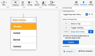 Moqups Interactions Panel