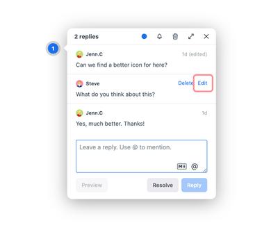 Edit a comment in a thread