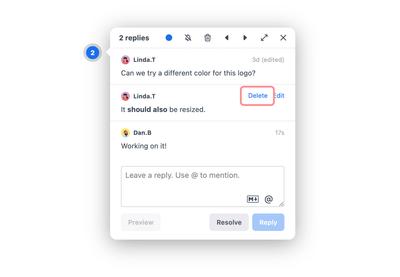 Delete a comment in a thread