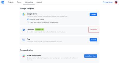 Disconnect from Dropbox