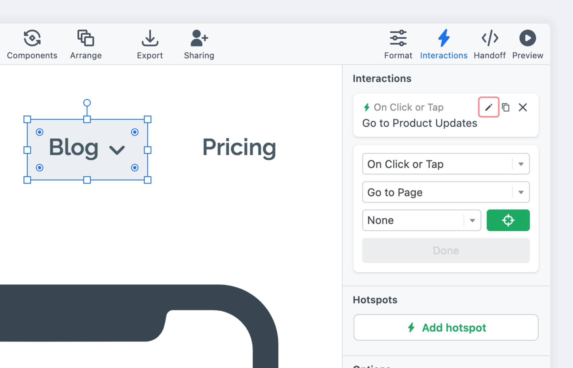 Page interactions | Moqups Help Center