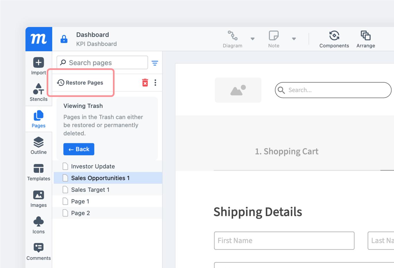 Create and format pages | Moqups Help Center