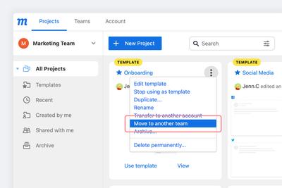 Move Template to another Team