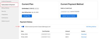 Send Invoices to Toggle