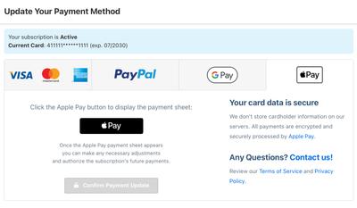 Update Apple Pay Information