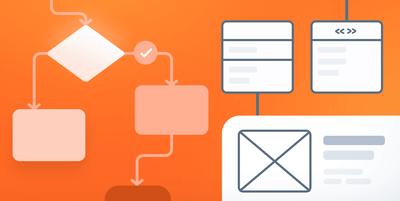 A stylized graphic showing different kinds of diagrams and flowcharts.