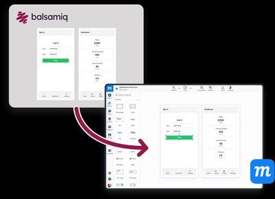 A diagram showing how to move Balsamiq projects into Moqups.