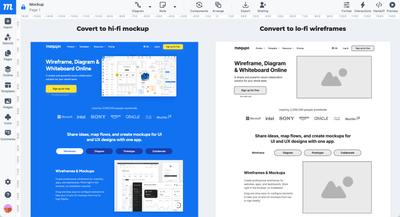 Import as hi-fi design or lo-fi wireframe