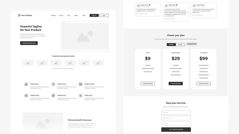 SaaS Landing Page Wireframe Template Moqups SaaS Landing Page Wireframe Template Moqups