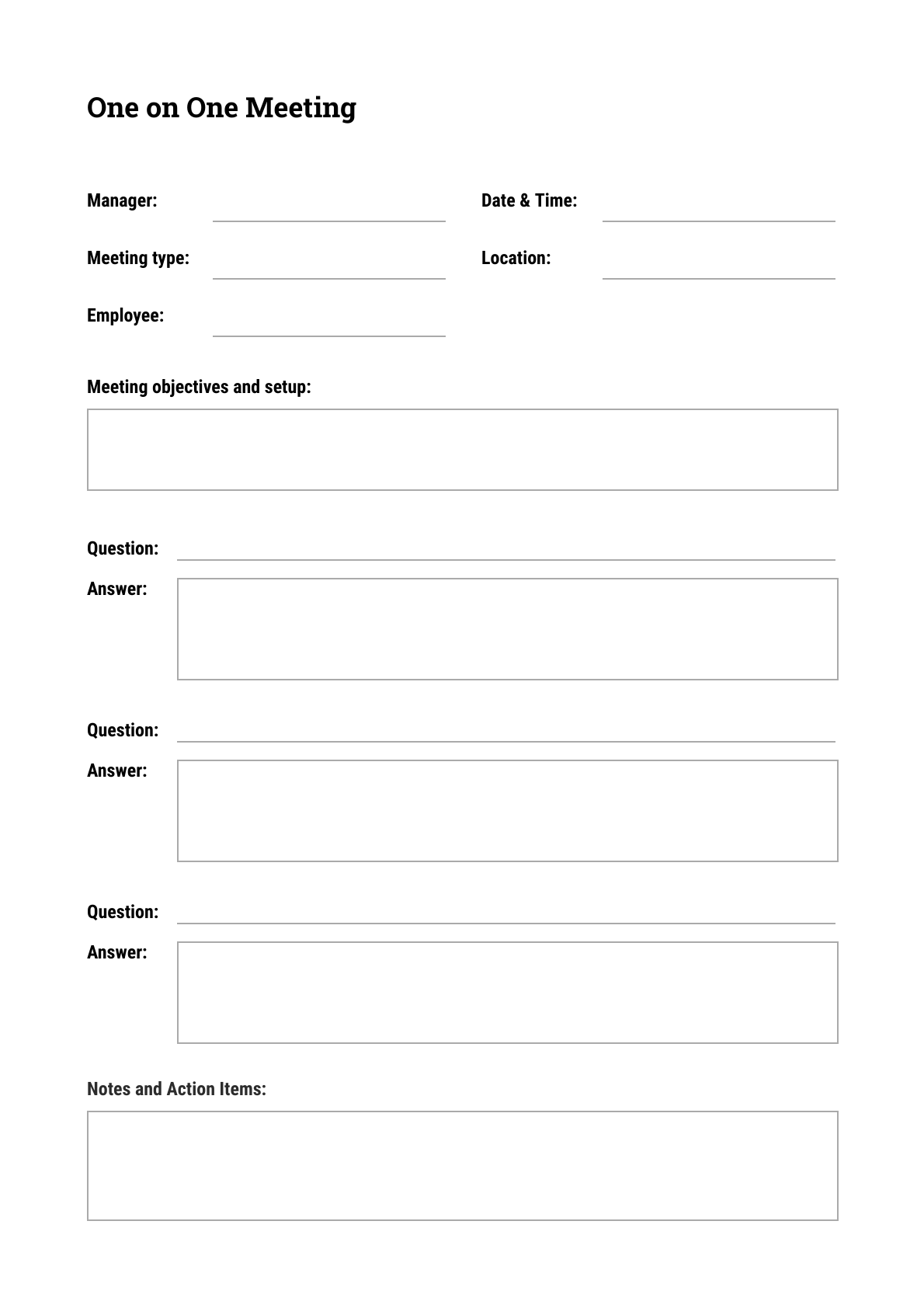 One on One Meeting Template