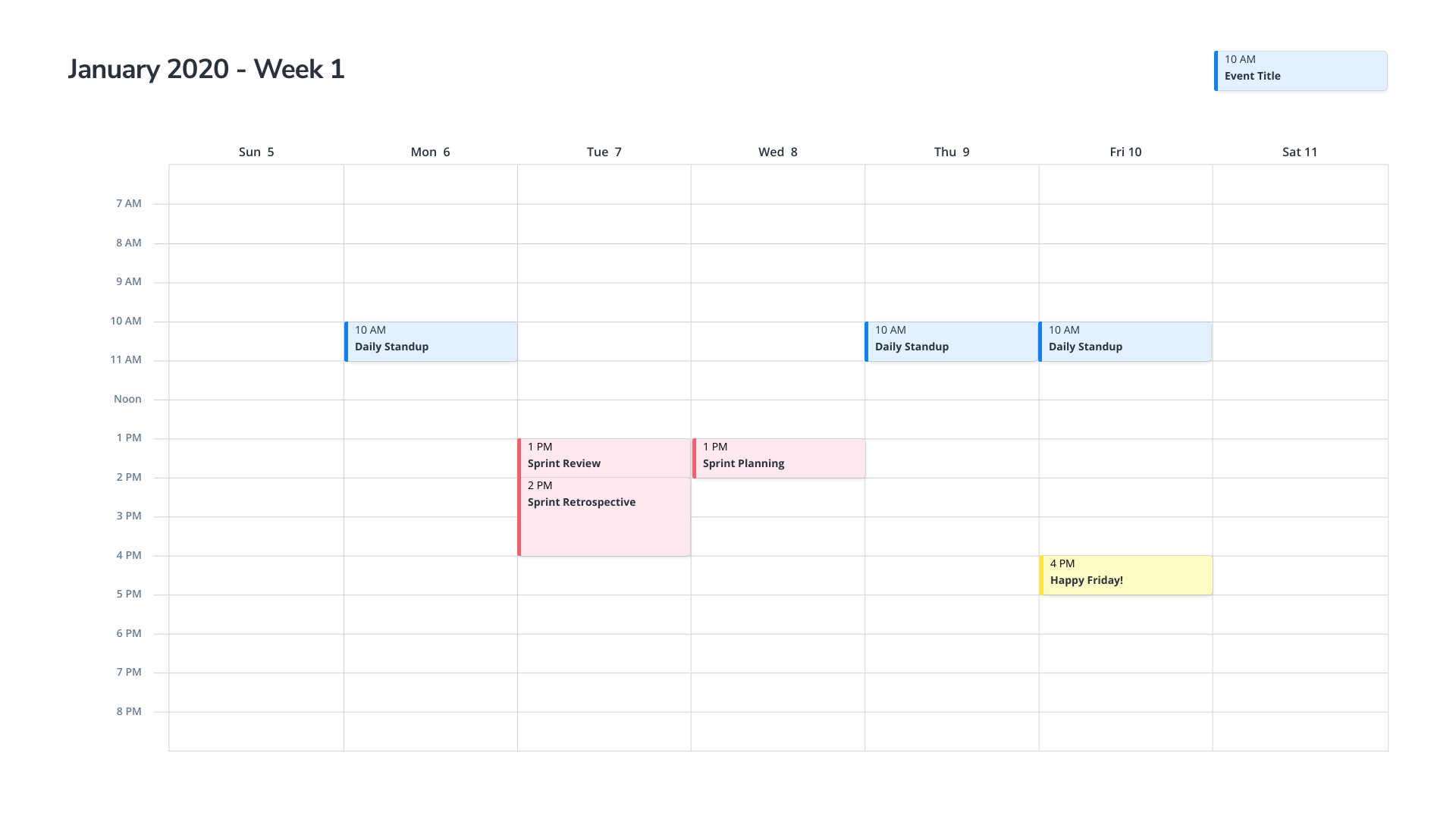 Modello calendario settimanale