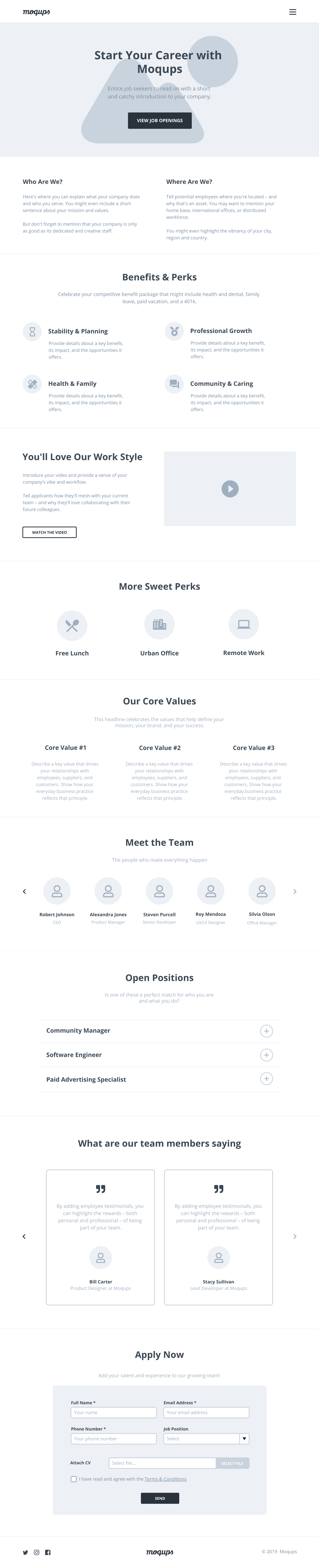 Career Page Wireframe Template