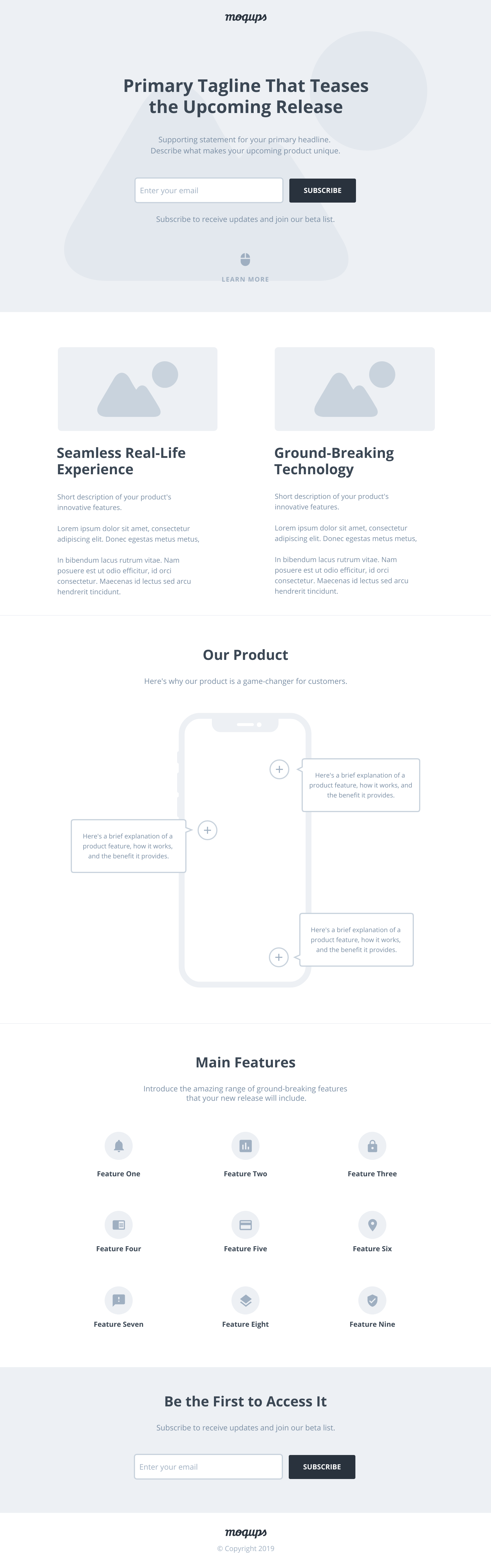 Coming Soon Landing Page Wireframe