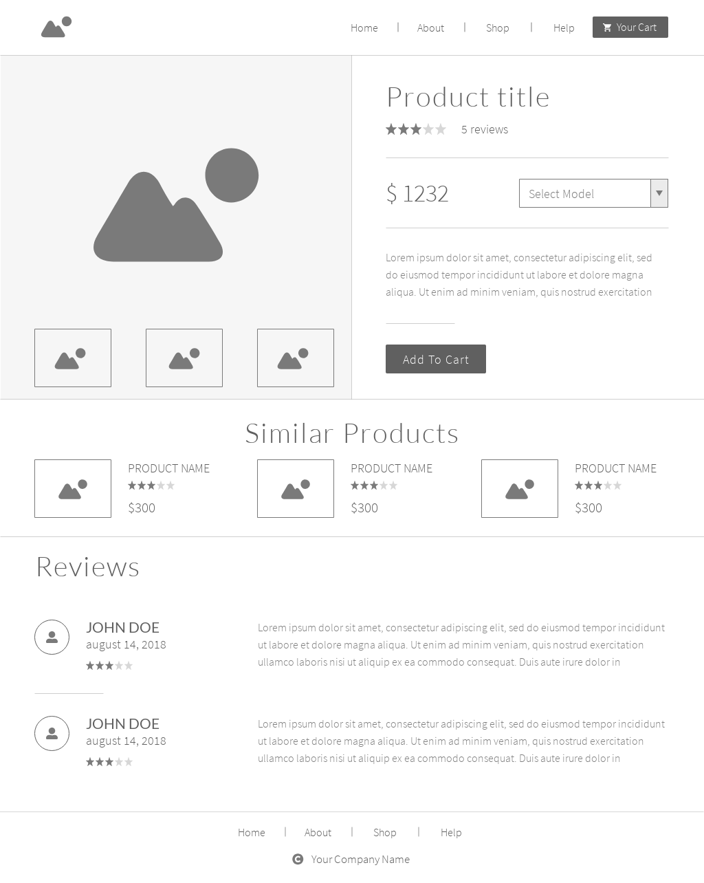example of an ecommerce website wireframe template