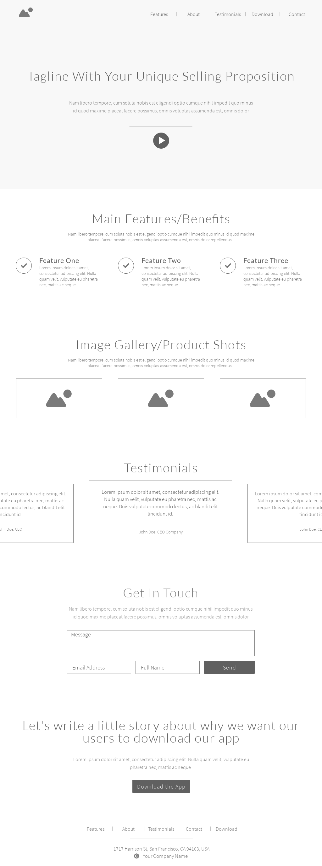 Landing Page Wireframe Template