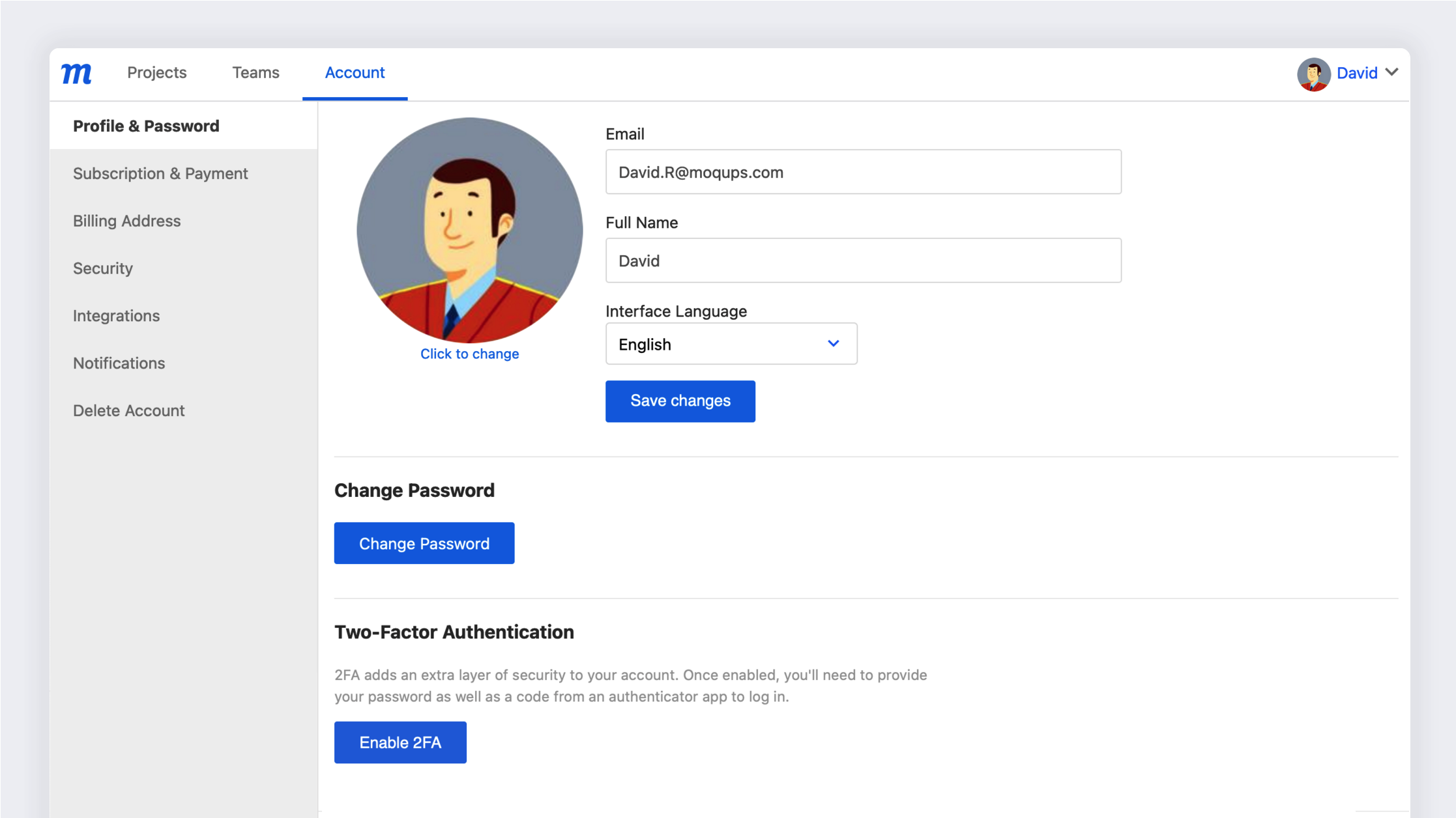 Profile and Password - Profile Overview