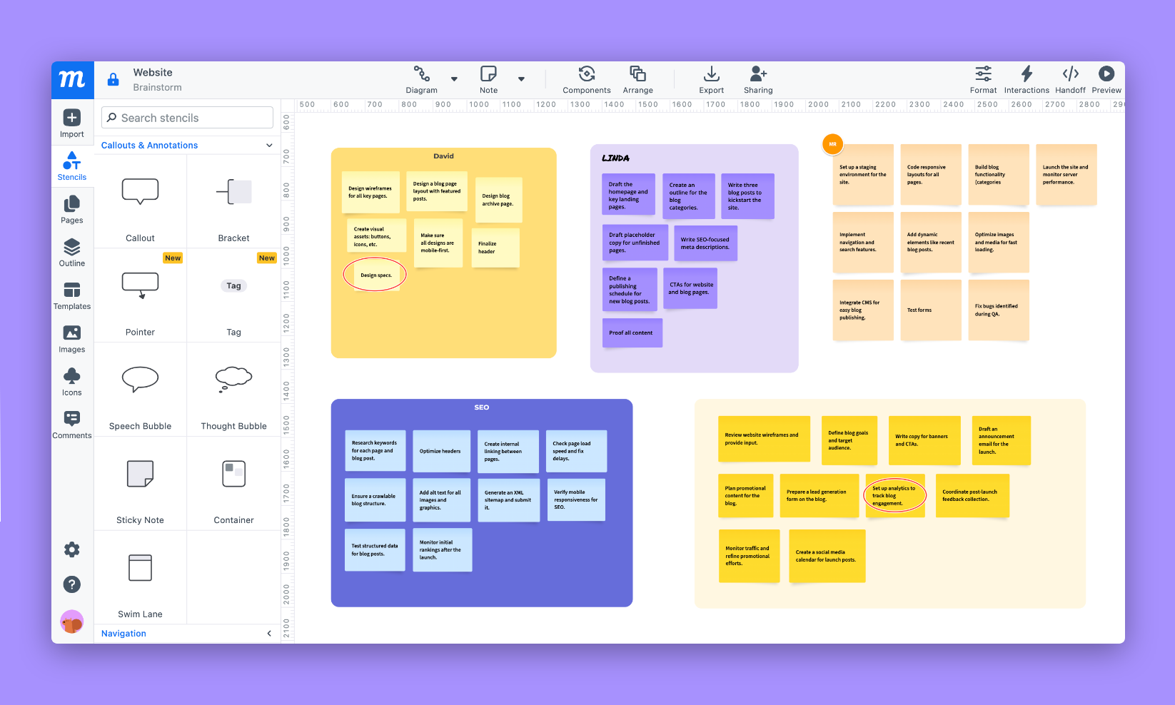 Brainstorming no Moqups