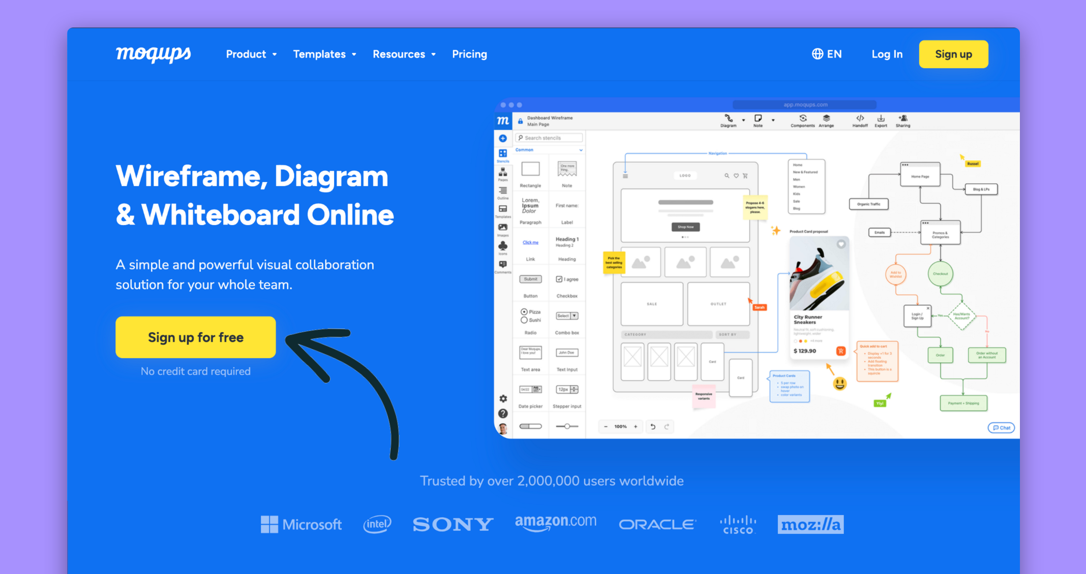 Cadastre-se no Moqups pelo site